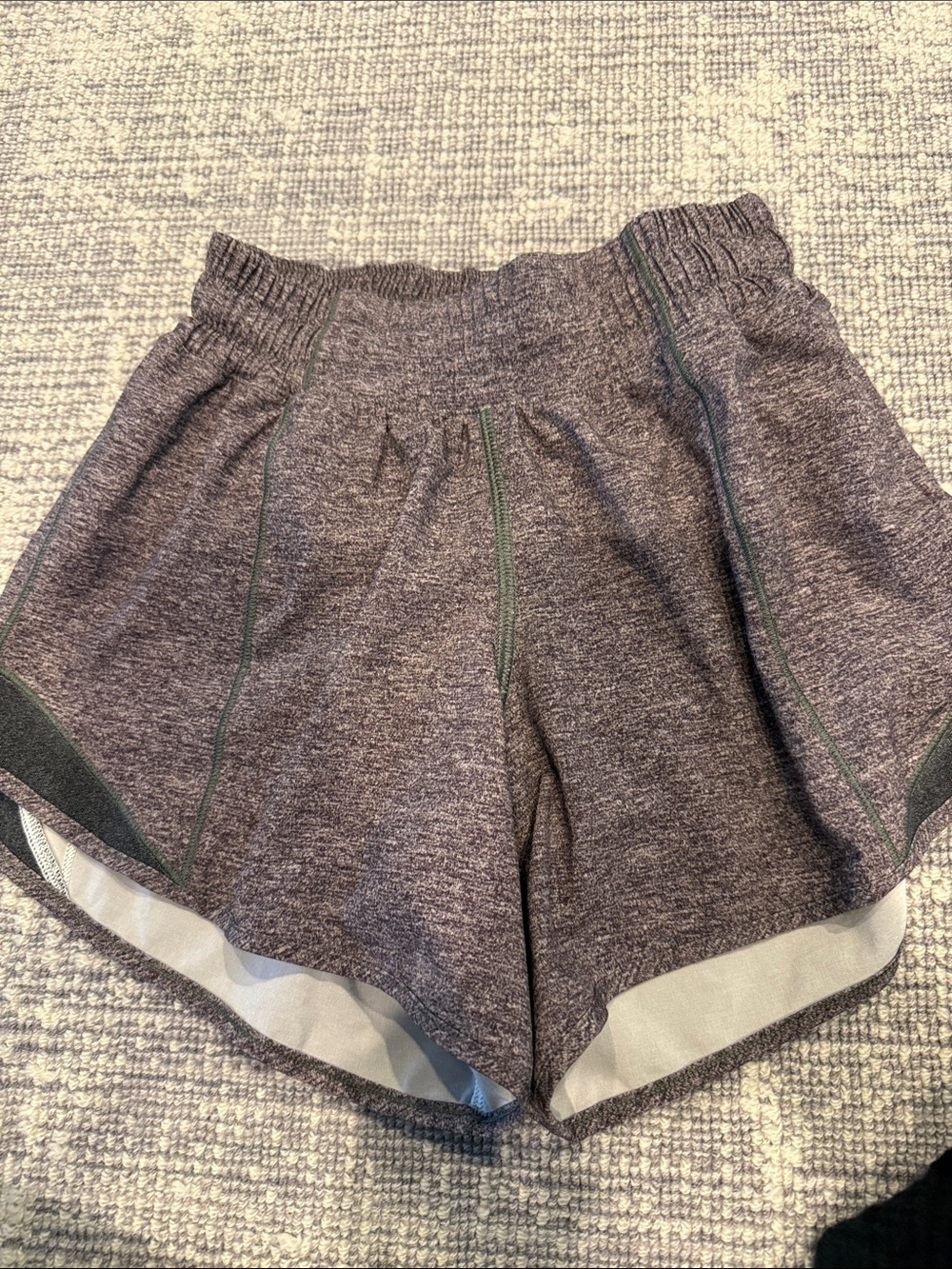 lululemon athletica Heather Gray Athletic Shorts with Green Trim